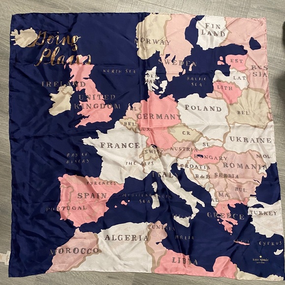 kate spade Accessories - Kate Spade Navy and Pink Map Scarf
